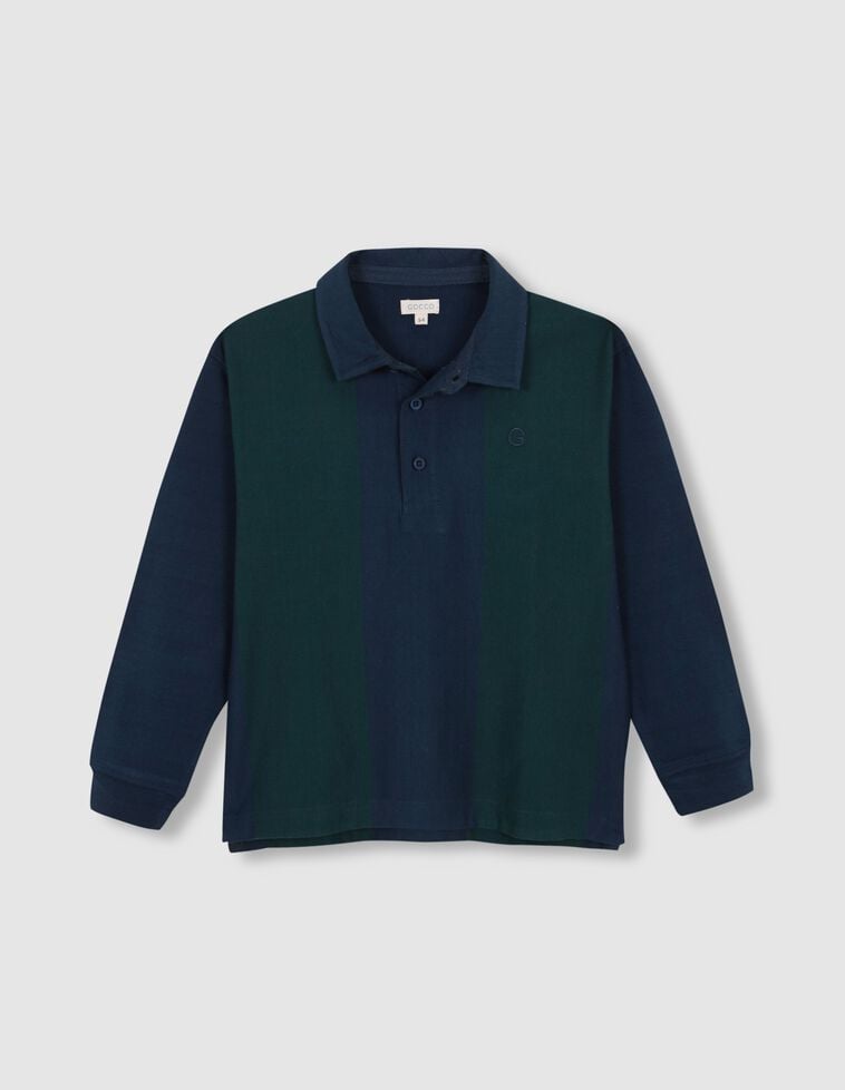 Polo a righe verticali blu