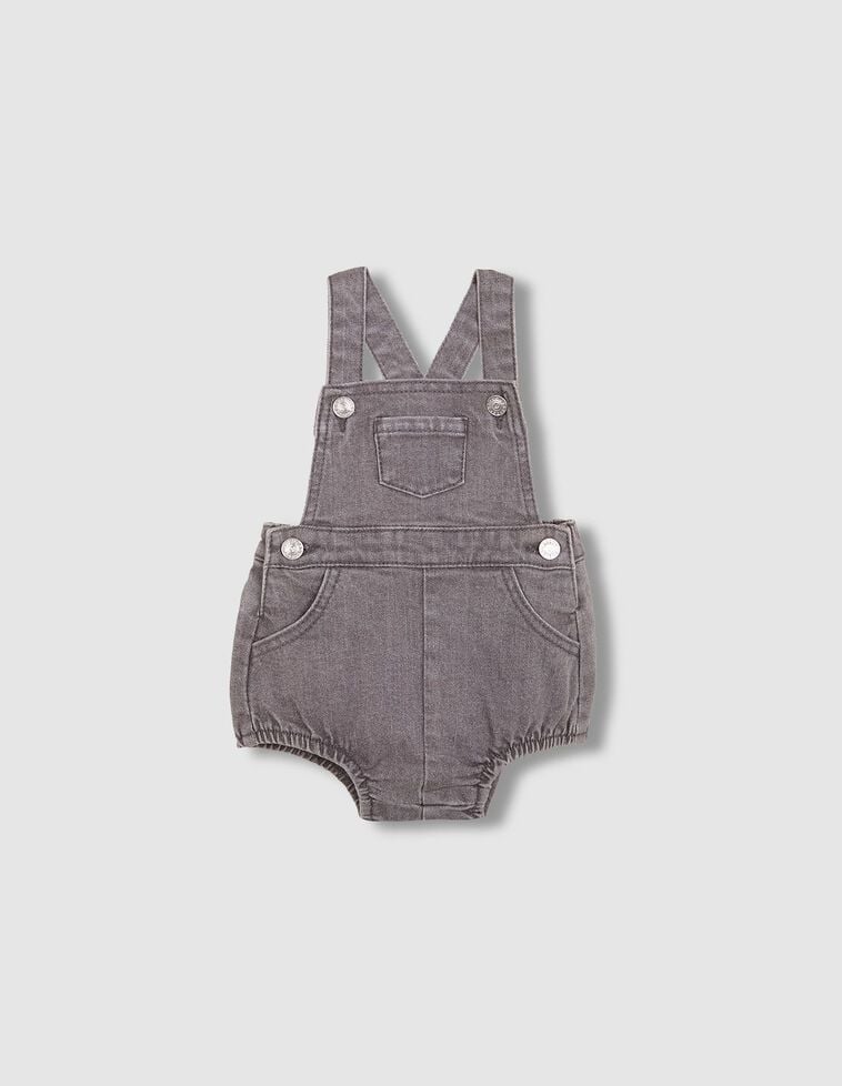 Salopette courte en jean gris