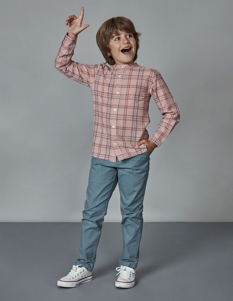 Camicia Quadri Corallo Scuro
