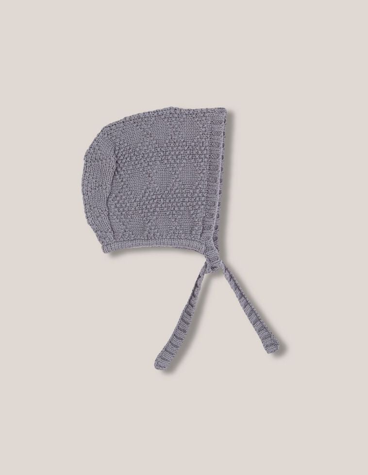 Capote en maille spéciale avec laine bleu clair