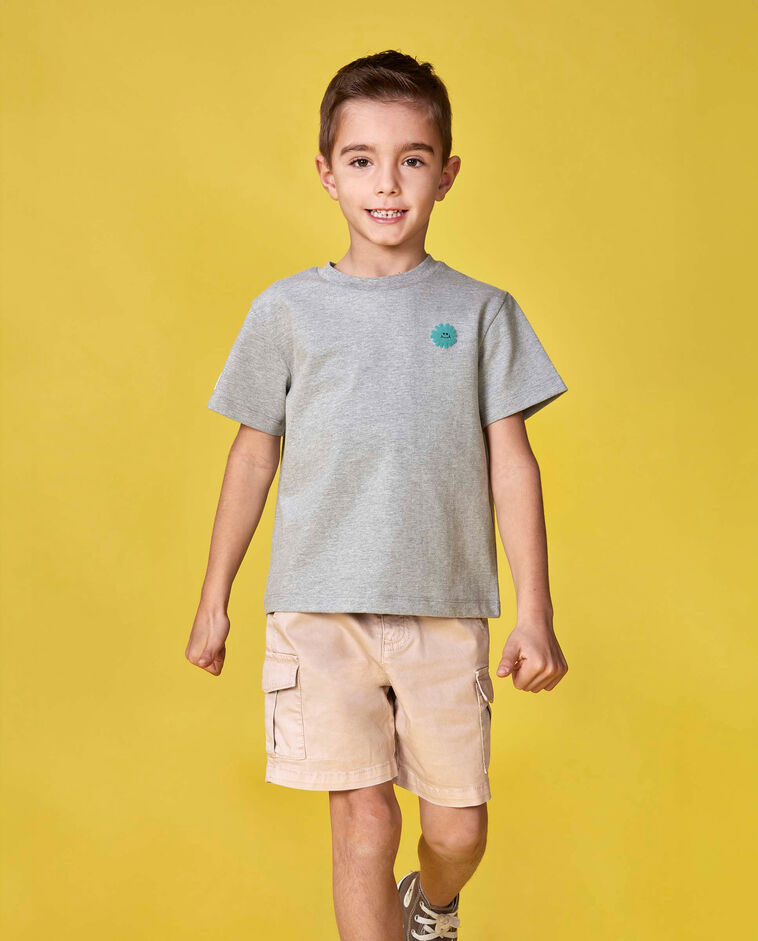 Pantacourt cargo &agrave; taille &eacute;lastique coloris pierre