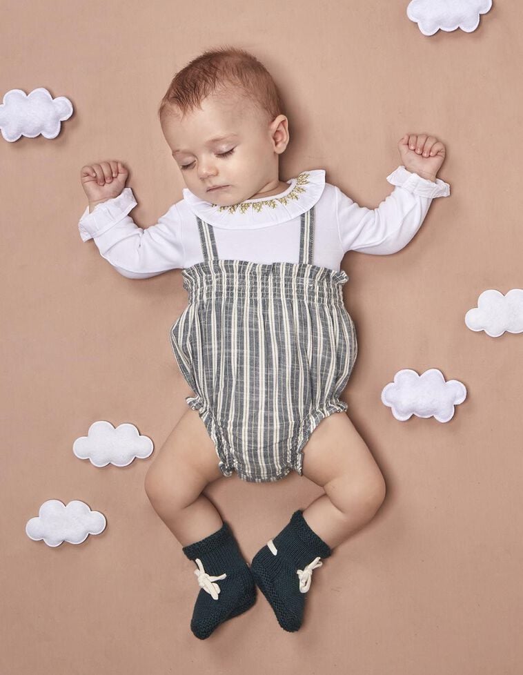 Pantaloncini a sbuffo a righe verde petrolio