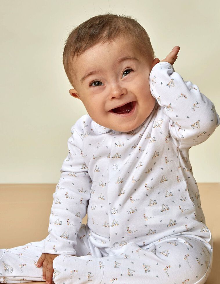 Pijama Comprido Estampado  Branco Ótico
