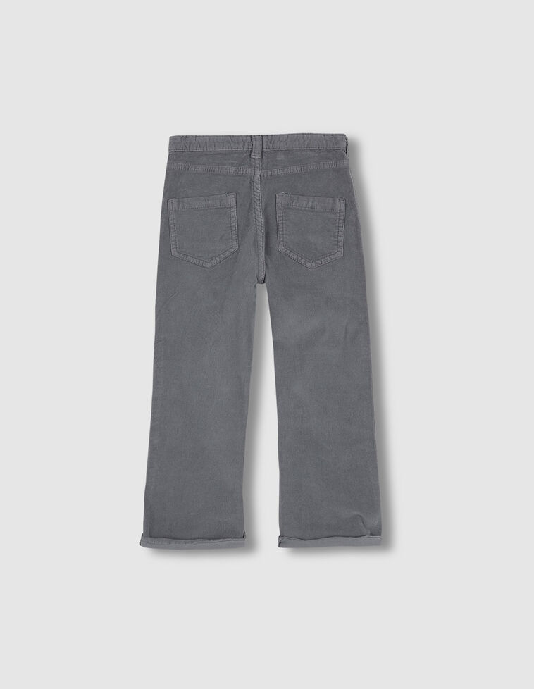 Pantalon évasé en velours côtelé gris