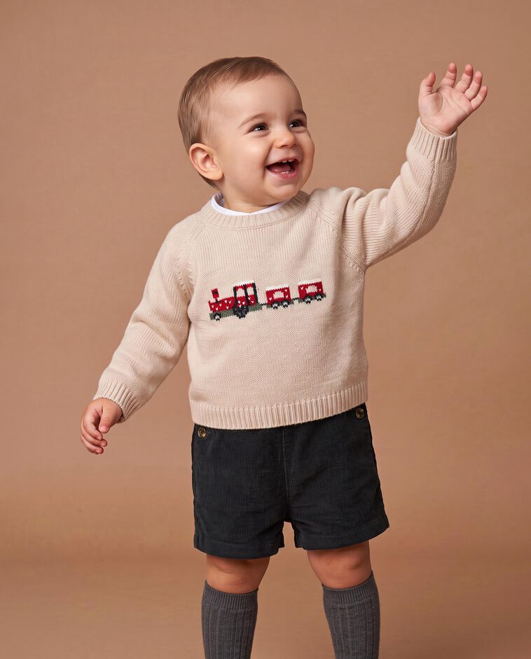Pull de No&euml;l couleur pierre b&eacute;b&eacute;