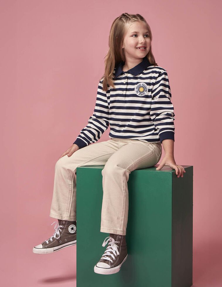 Polo rayé avec patch blanc