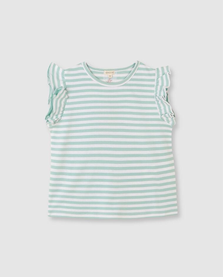 T-shirt &agrave; rayures vert