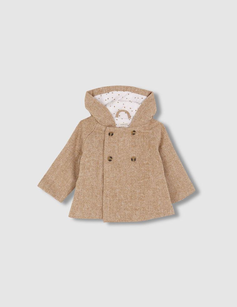 Manteau à chevrons avec capuche marron