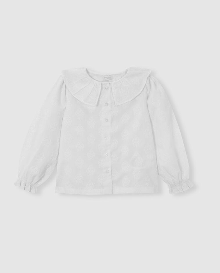 Blouse blanche avec broderies fille