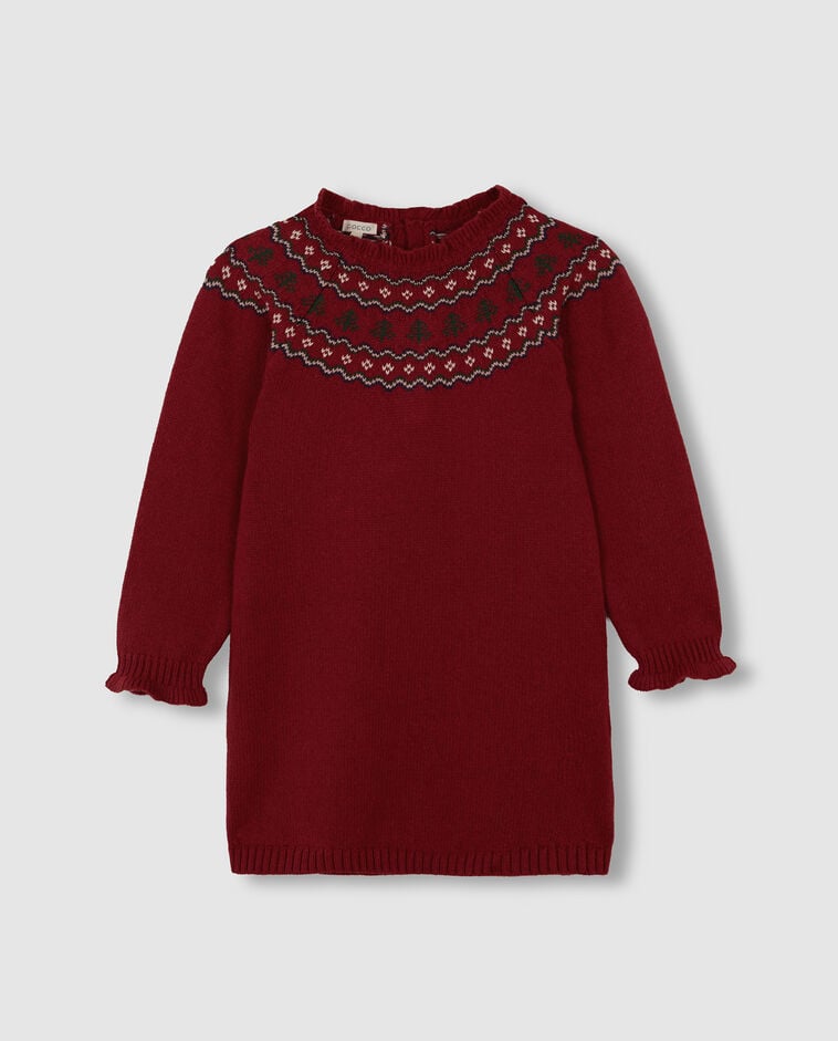 Vestido vermelho de Natal com greca menina