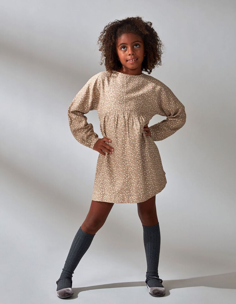 Vestido bege c/ estampado leopardo