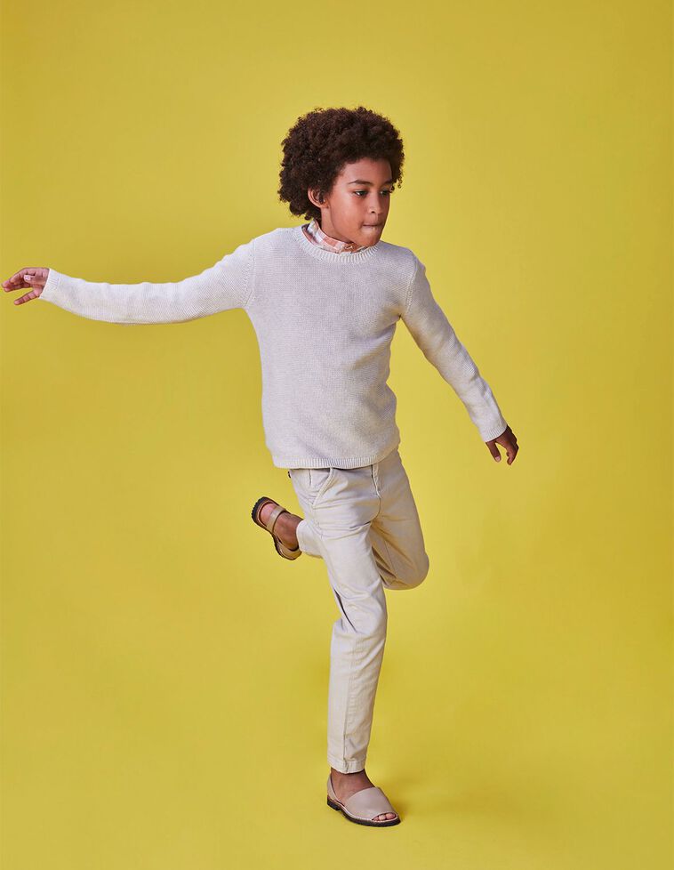 Maglione a scollo rotondo color pietra