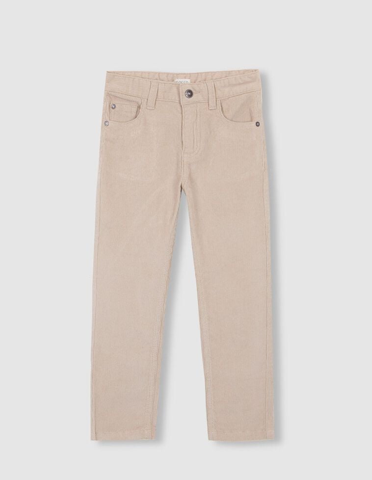 Pantalon 5 poches en velours côtelé pierre