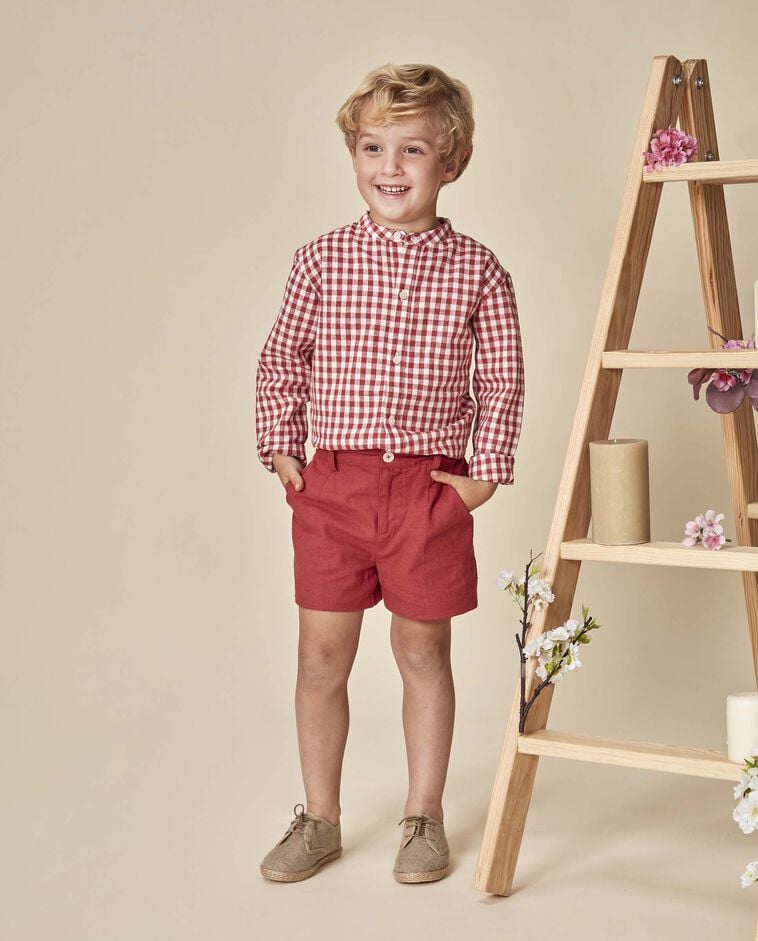 Leinen-Shorts in Rosa