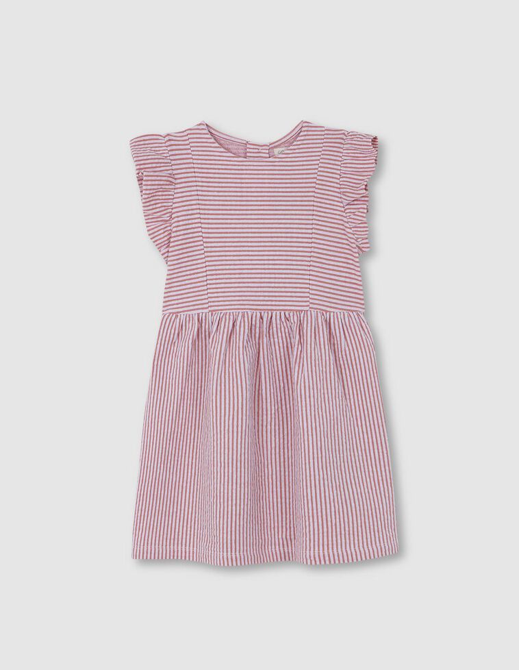 Vestido de malha com padrão de riscas  coral