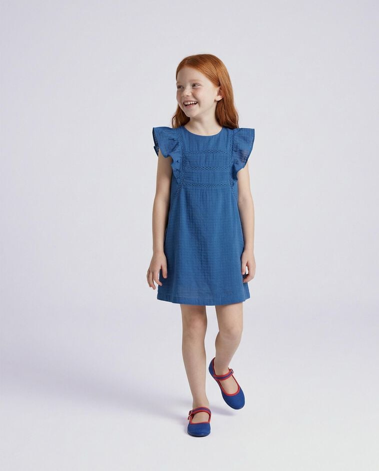 Vestido com fitas bordadas azul