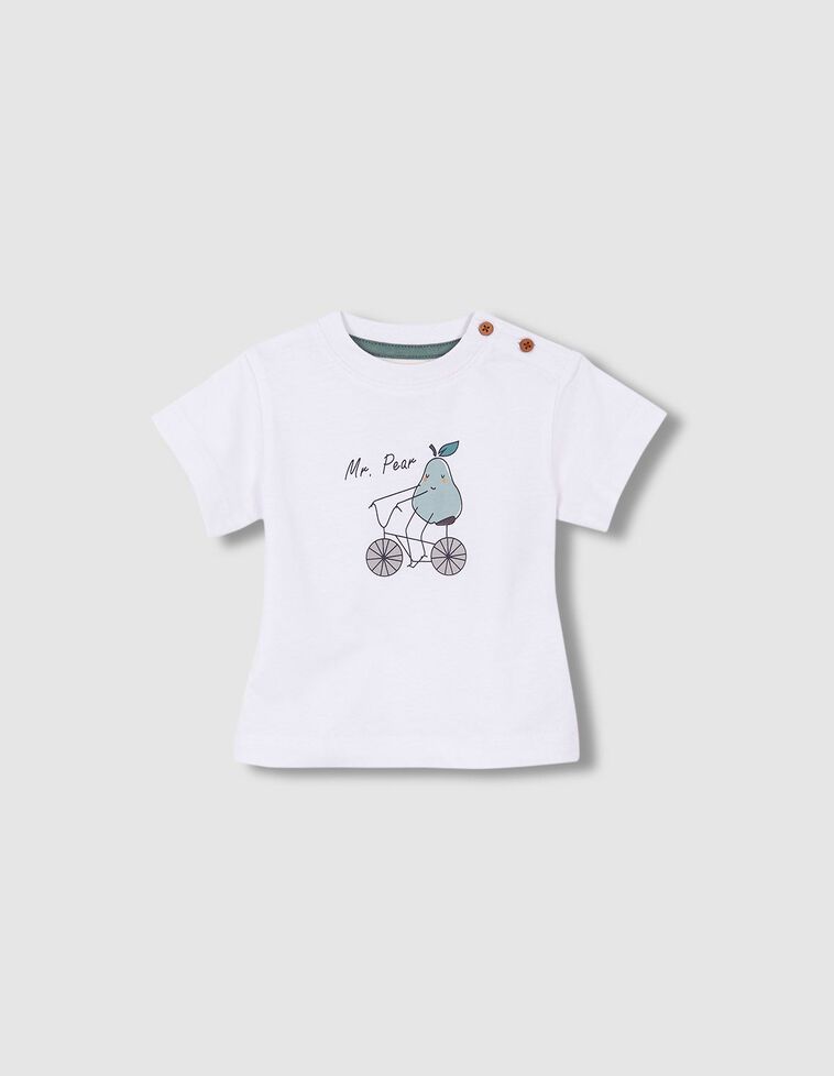 T-shirt com estampado de pera  branca 