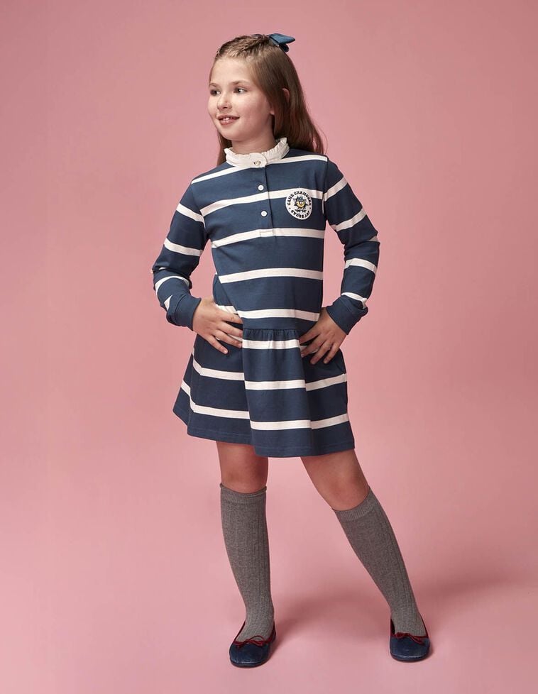 Vestito polo con patch blu