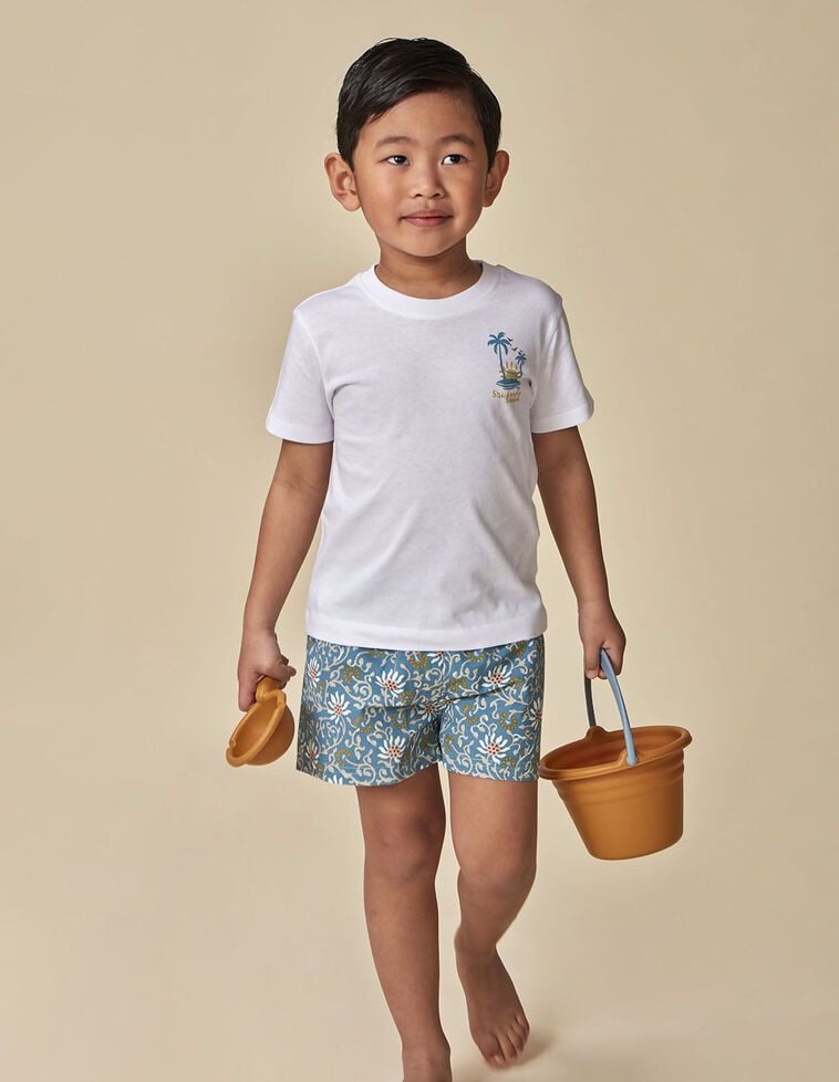 T-shirt blanc avec imprimé palmiers blanc