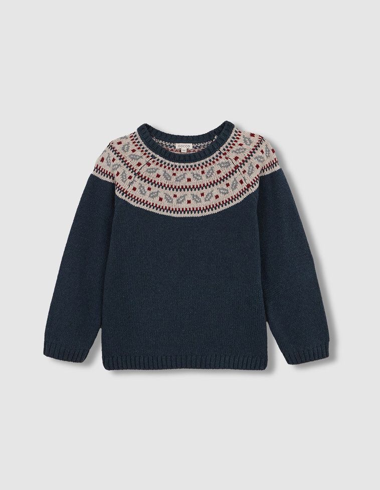 Pull à motif grec au col vert