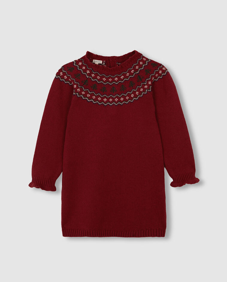 Vestido vermelho de Natal com greca menina