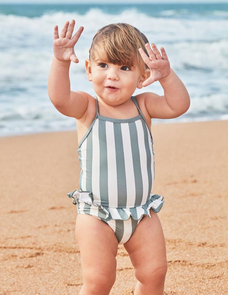 Maillot de bain rayé gris