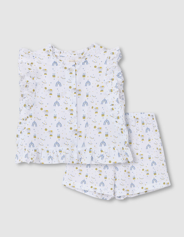 Pijama  branca com estampado de circo 