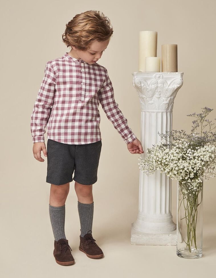Short en flanelle gris