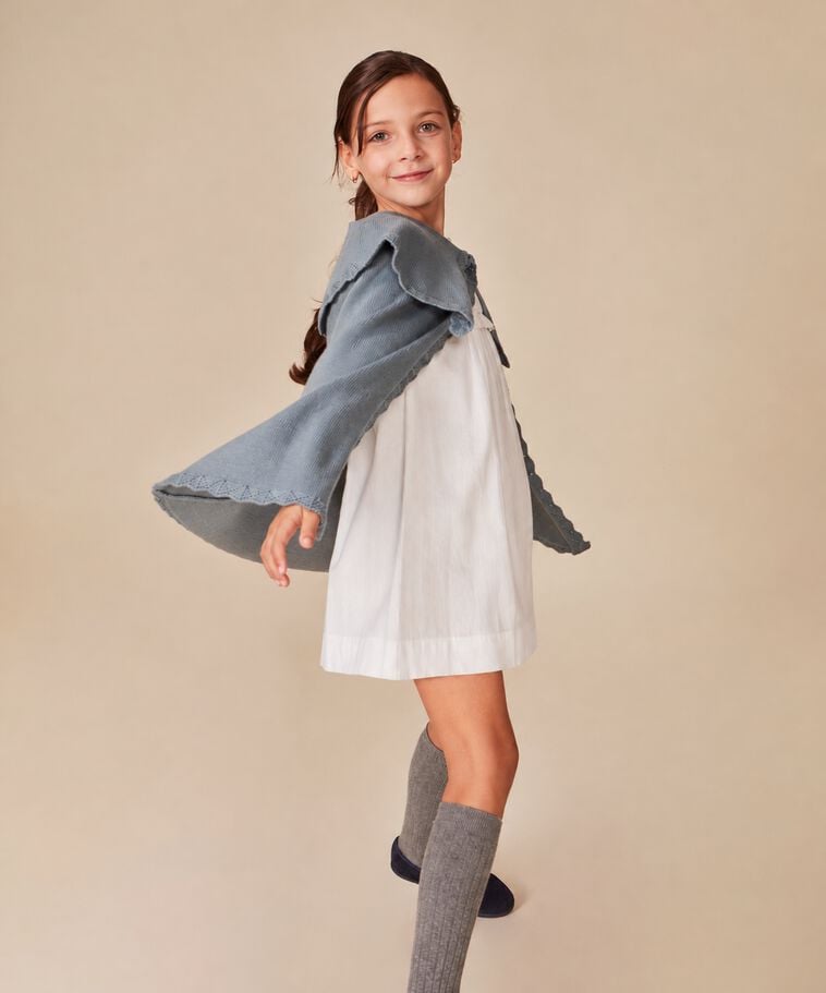 Capa azul de malha menina