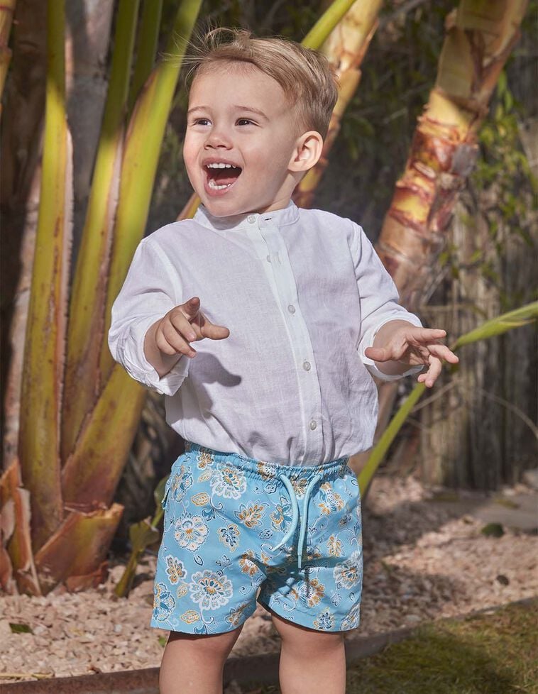 Maillot de bain imprimé fleuri bleu clair