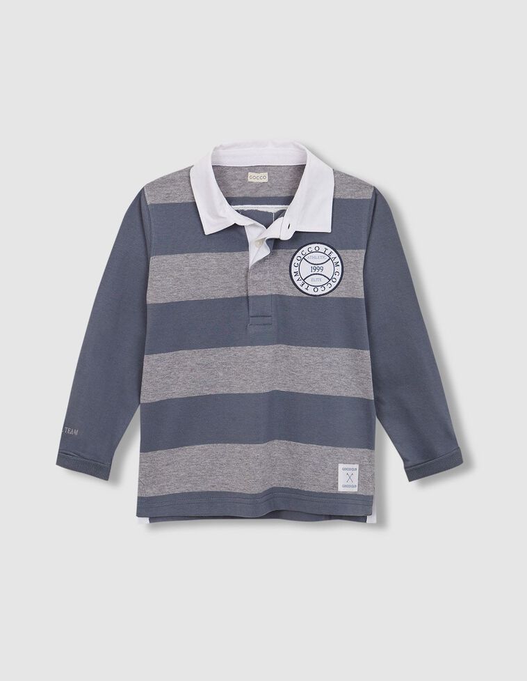 Polo rayé avec patch bleu