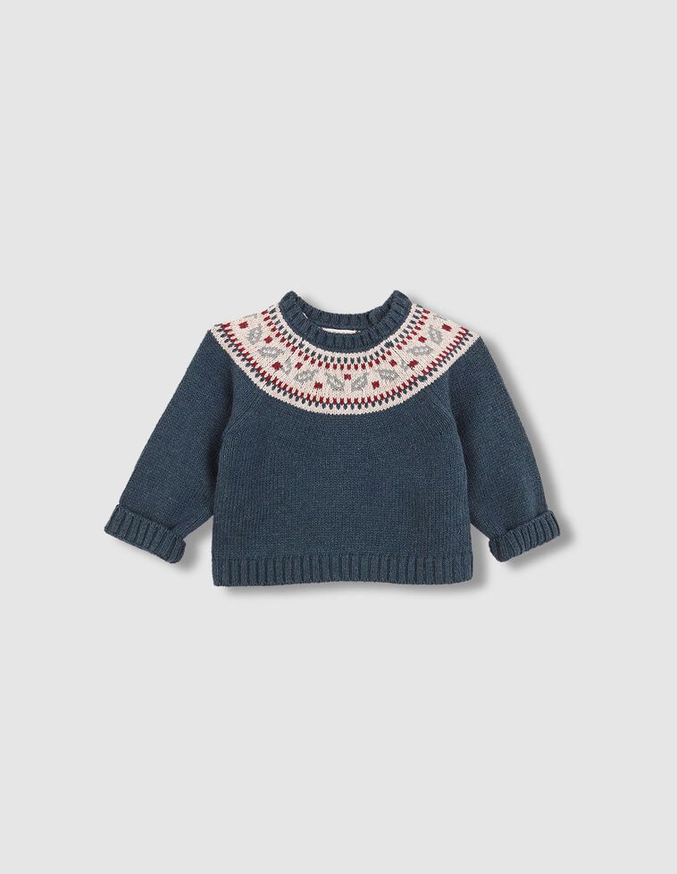 Pull à motif grec vert