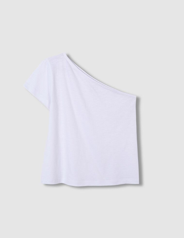 Maglietta asimmetrica a maniche corte color bianco