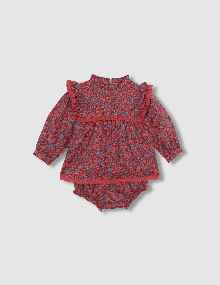 Kleid mit Aufdruck, in Granatrot
