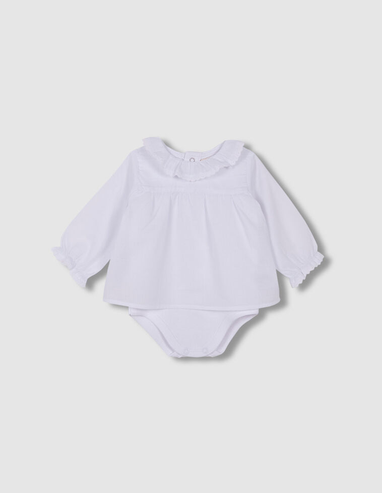 Camisa body com fita bordada  branca