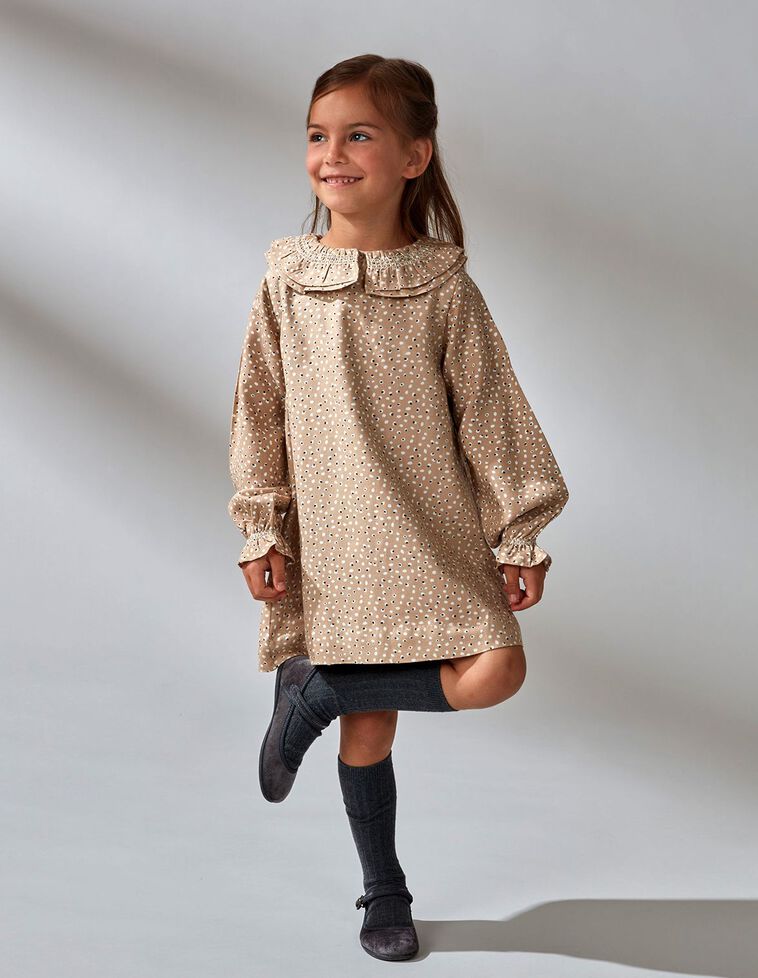 Vestido bege c/ estampado leopardo