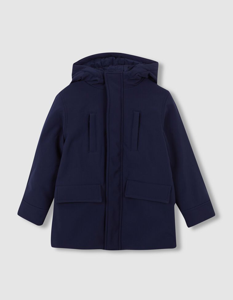 Manteau technique à capuche bleu