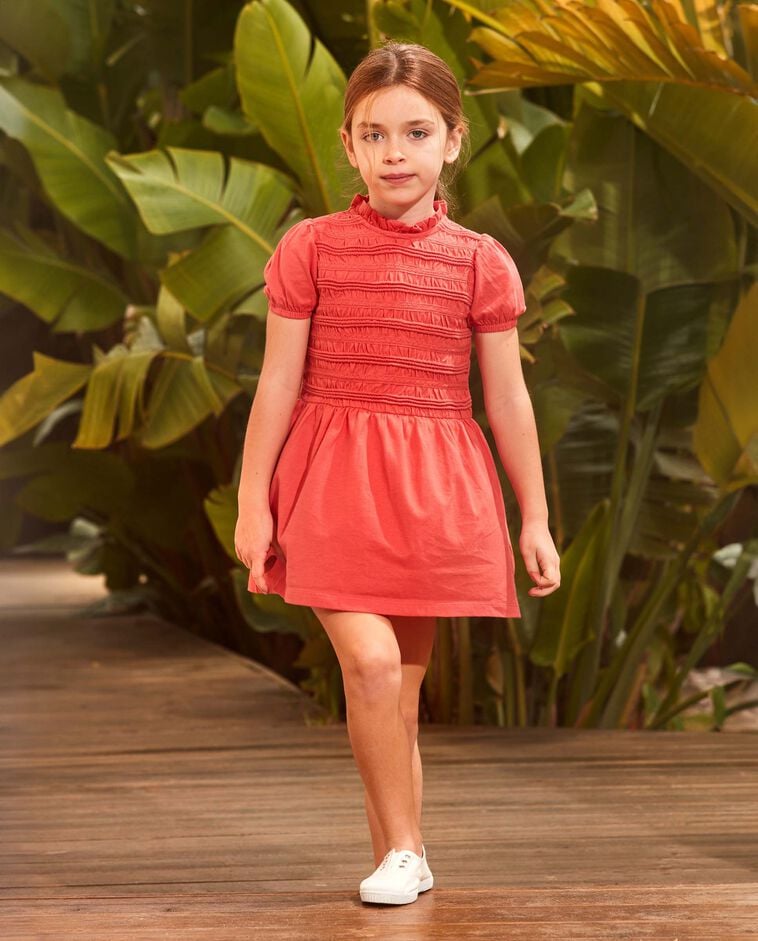 Robe fronc&eacute;e rose
