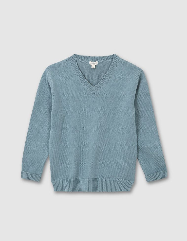 Pull col en V turquoise foncé