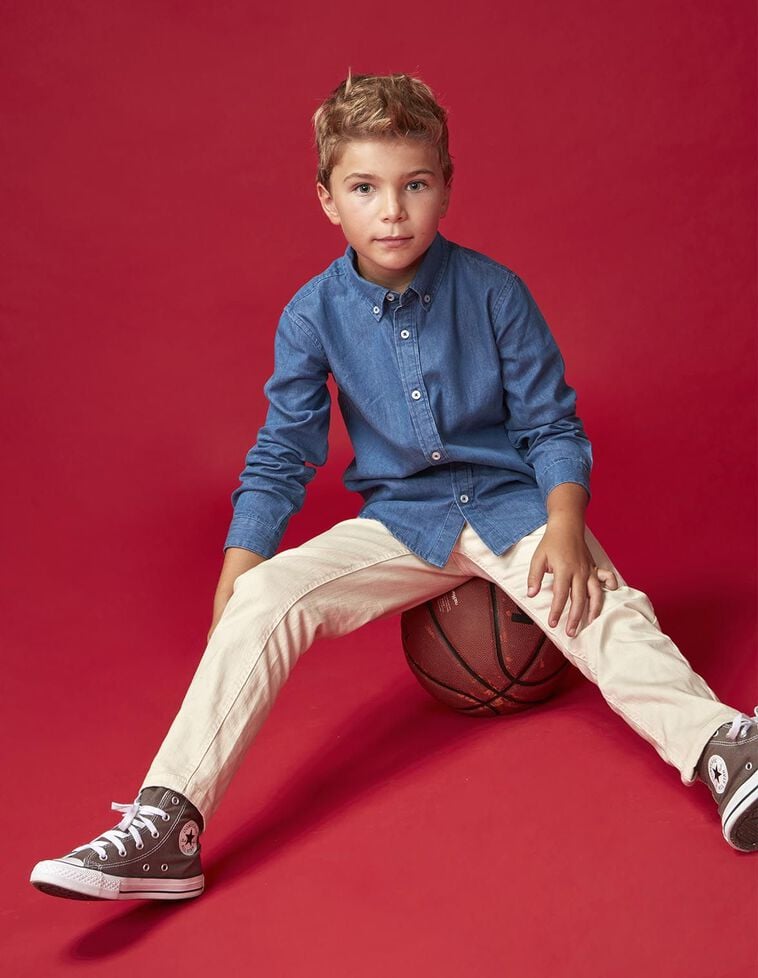 Pantalon 5 poches en sergé pierre