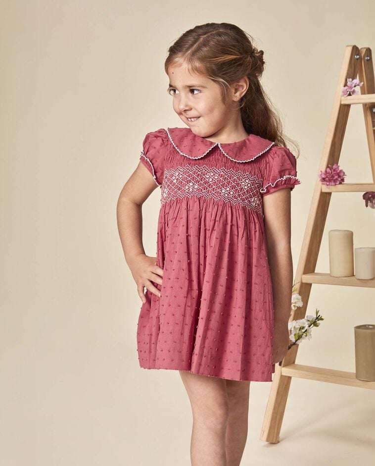 Robe &agrave; smocks corail
