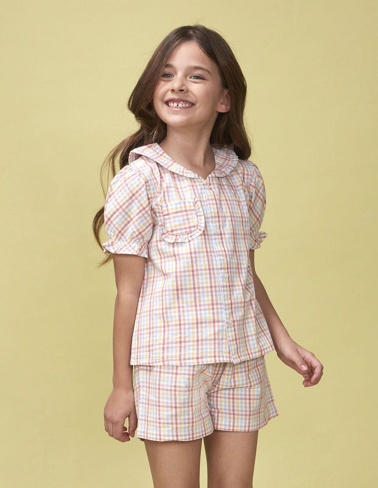 Pijama xadrez branco