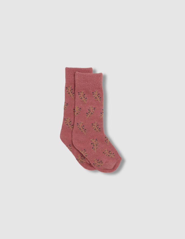 Chaussettes fleurs rouges