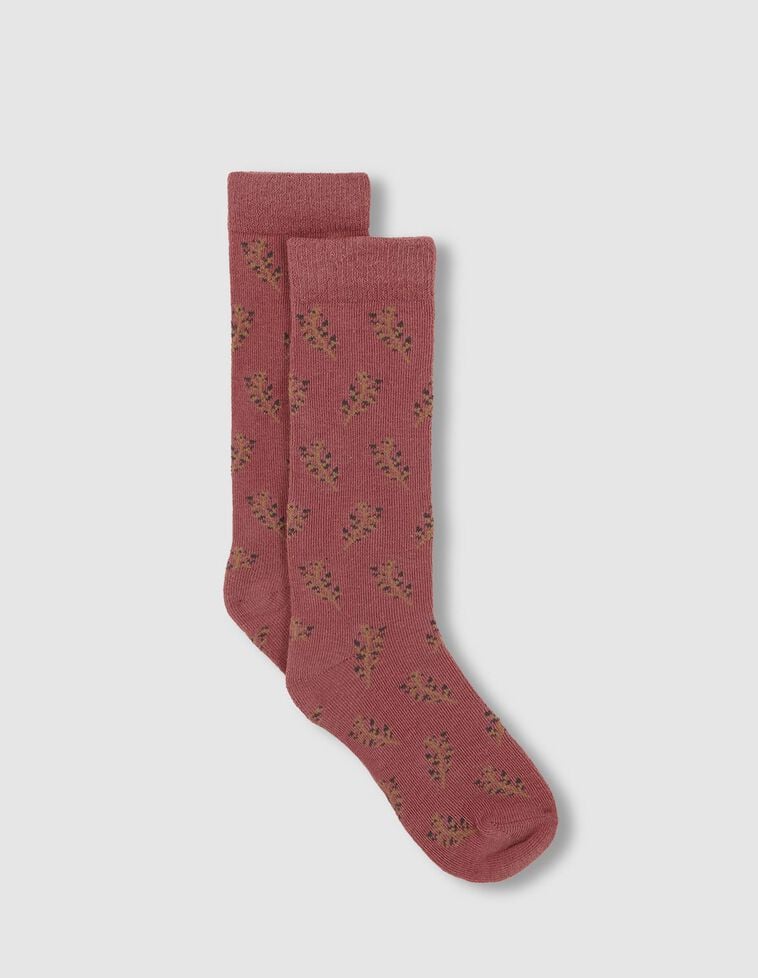 Chaussettes fleurs rouges