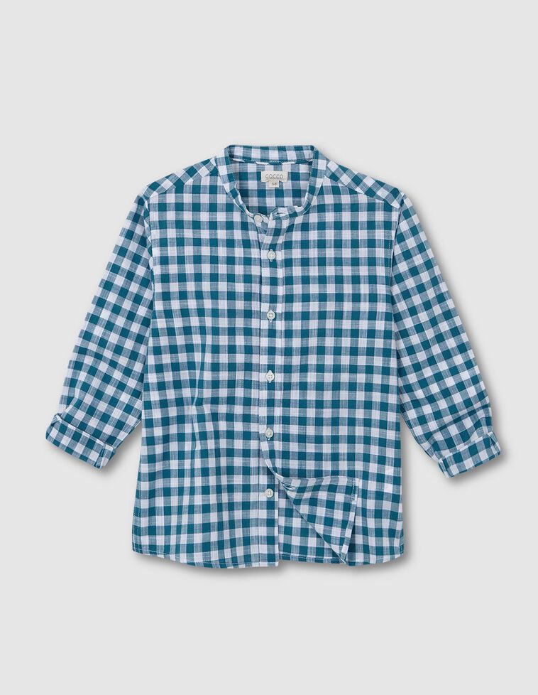 Camisa com padrão de xadrez vichy  verde petróleo