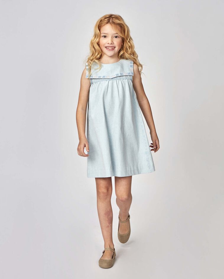 Vestido denim com bordados denim