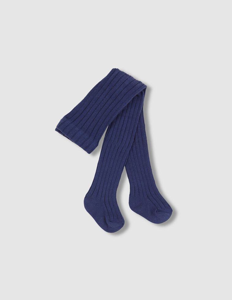 Gerippte Strumpfhose, in Blau