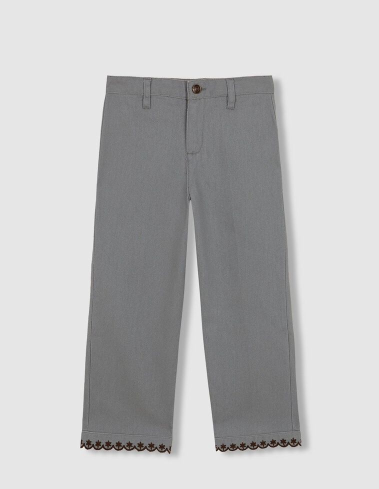 Pantalon brodé vert Pantalon brodé vert