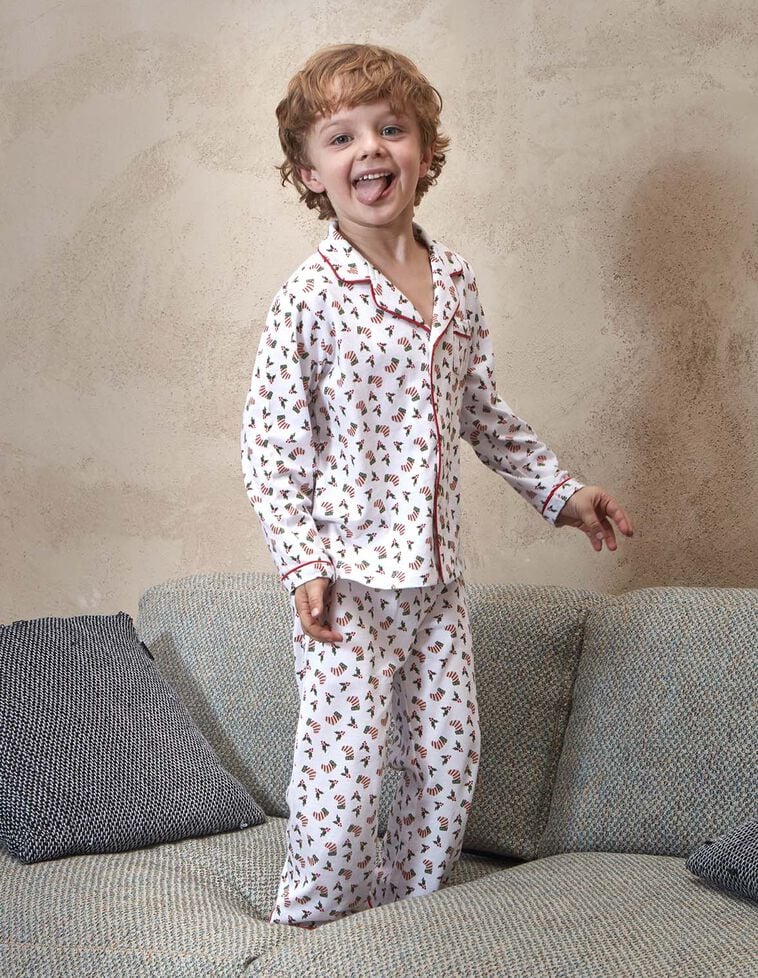 Pyjama de Noël avec bordure contrastée blanche