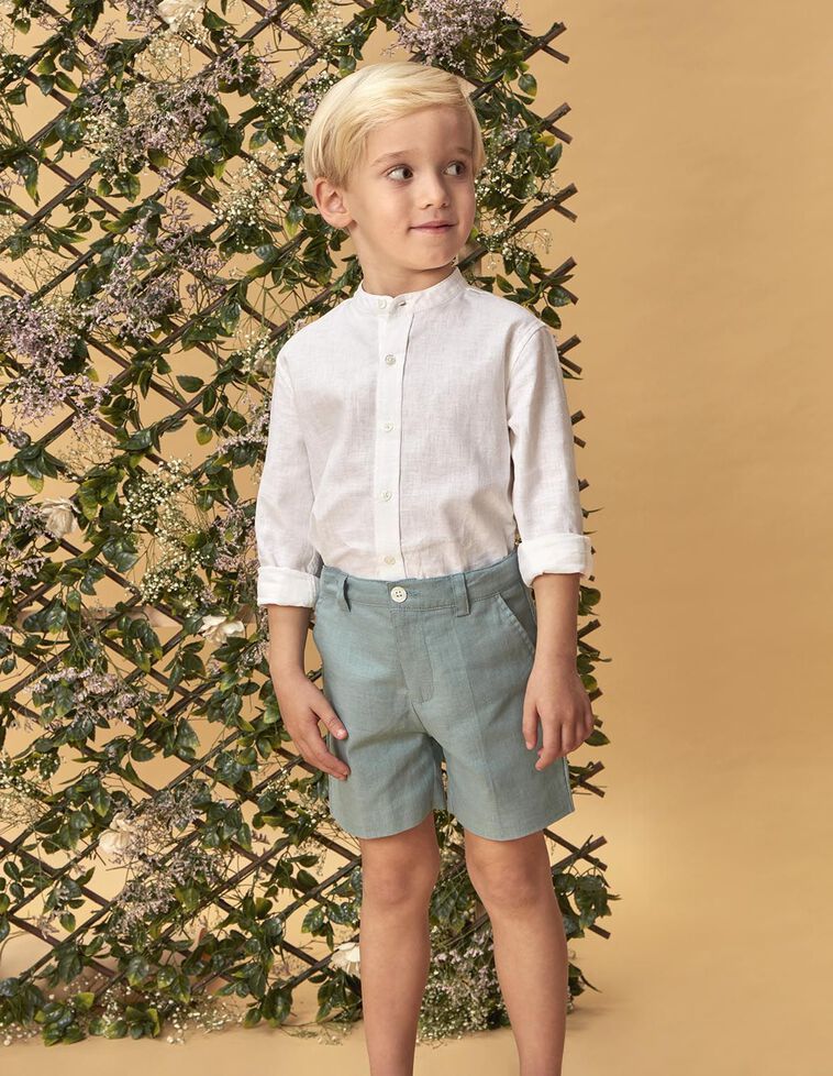Short en lin vert